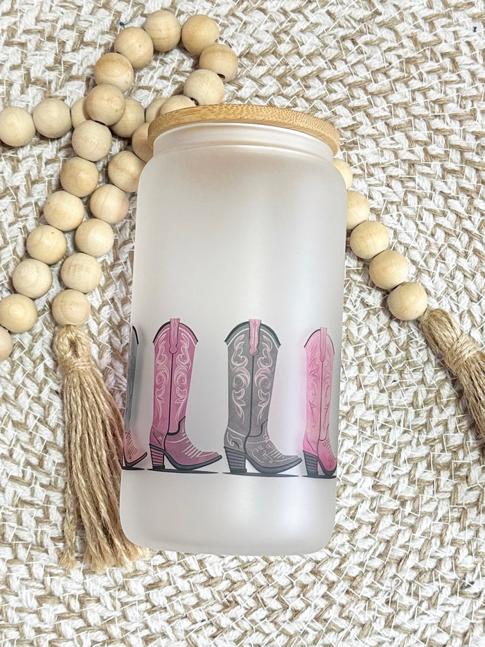 16oz Boots Frosted Glass Cup