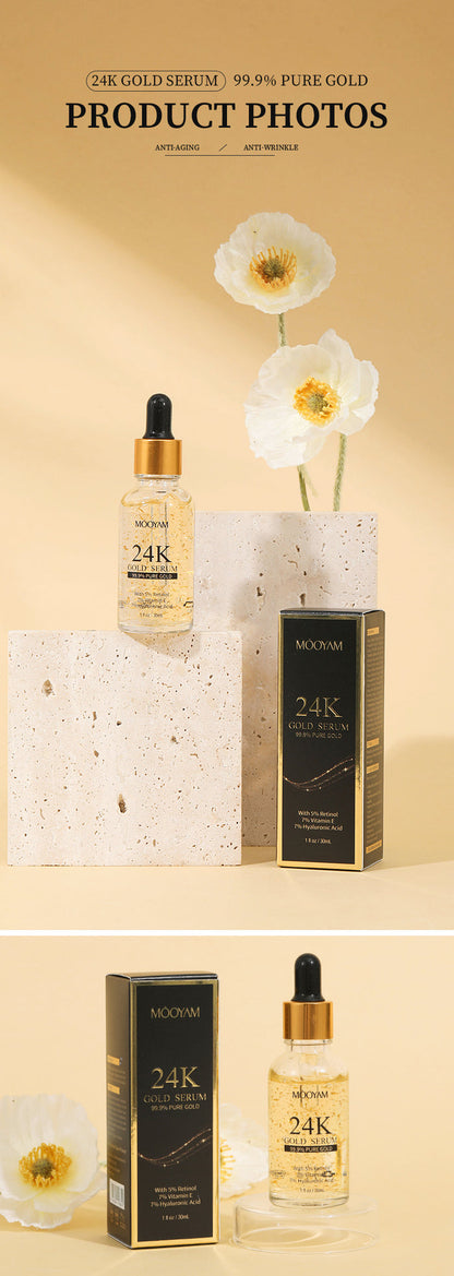 24K Gold Foil 30mL Vitamin E Retinol Anti-Wrinkle Lifting Face Serum