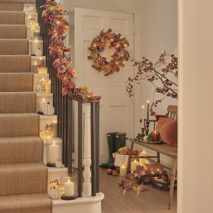 2.5m Pre Lit Maple Leaf Autumn Garland
