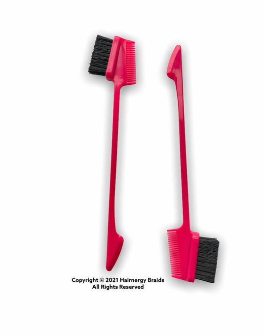 2pcs NK Tyche Trueedge Brush 3 in 1 Hair Edge Brush Double Sided Hair brush Comb Edge Combo Pack Smooth Comb Grooming (Pink & Black)