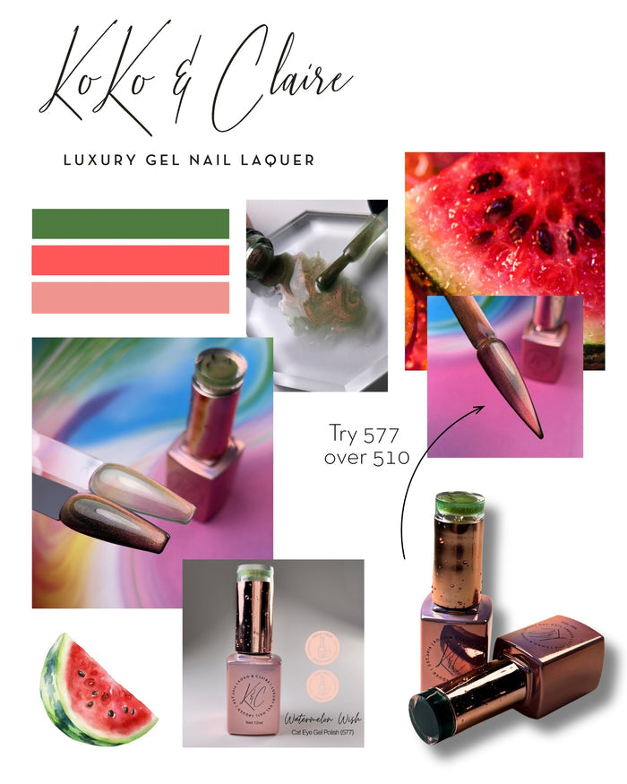 577 - Watermelon Wish  (Cat-eye) - Hema Free | Koko & Claire Gel Polish