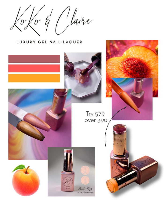 579 - Peach Fizz  (Cat-eye) - Hema Free | Koko & Claire Gel Polish