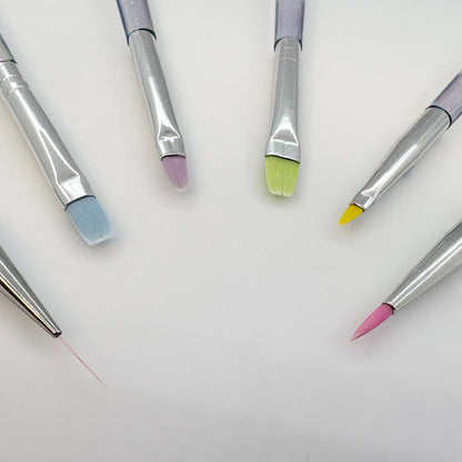 6 pc Silicone Gel Brush set Iridescent Handle | Lula Beauty