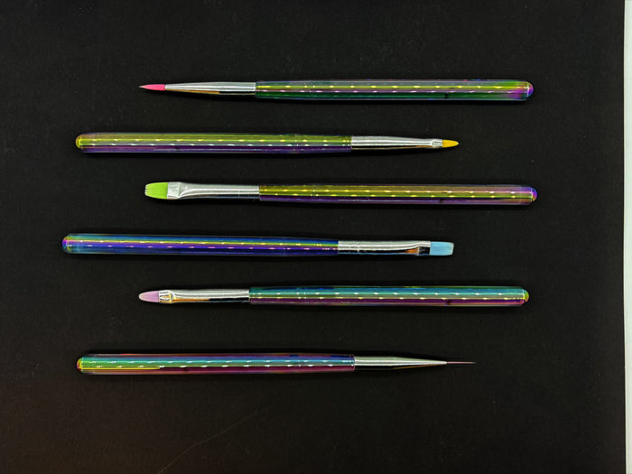 6 pc Silicone Gel Brush set Iridescent Handle | Lula Beauty