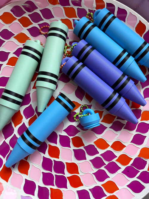 3D Printed Crayon ChapStick Holder Keychain | Cute Lip Balm Holder | Backpack & Purse Accessory