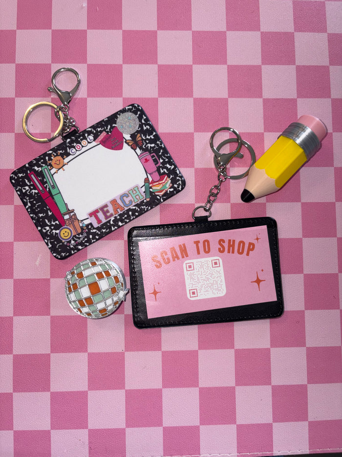 Teacher ID Badge Holder Keychain | Teacher Lanyard Accessory | School Staff ID Card Holder
