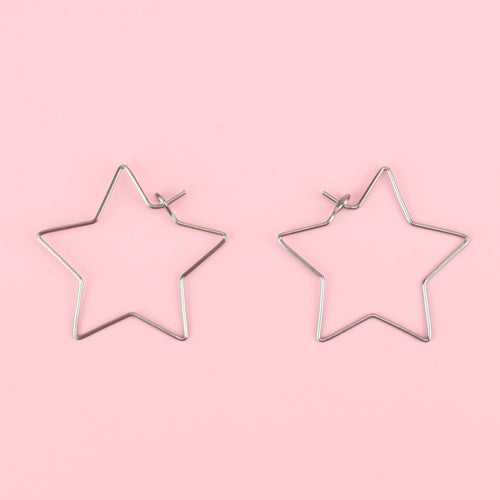 Star Wire Hoop Earrings