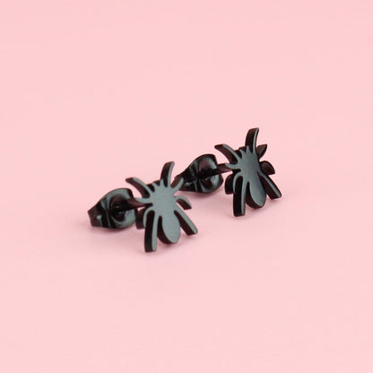 Spider Stud Earrings (Black)