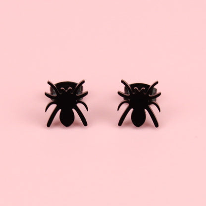 Spider Stud Earrings (Black)