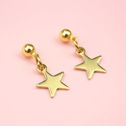 Star Drop Earrings (Gold Plated)