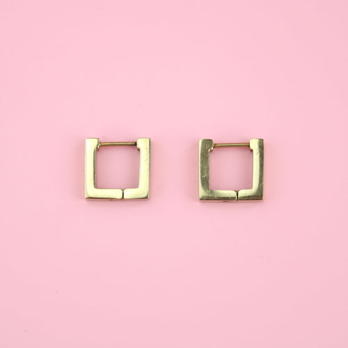 Square Huggie Earrings (Gold Plated)