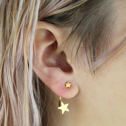 Star Ear Jacket Earrings (Gold Plated)
