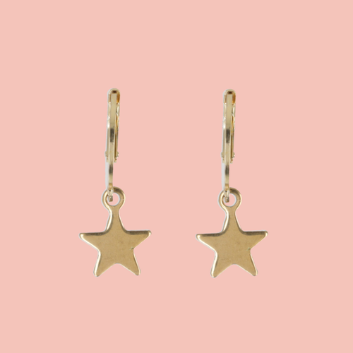Star Hoop Earrings (Gold Plated)