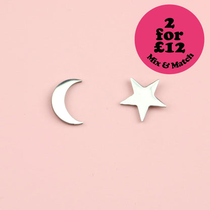 Star & Crescent Moon Stud Earrings