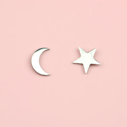 Star & Crescent Moon Stud Earrings