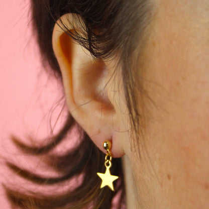Star Drop Earrings (Gold Plated)