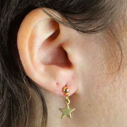 Star Drop Earrings (Gold Plated)