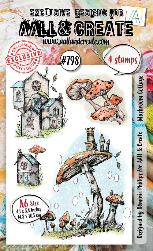AALL and Create Stamp Set - 798 - Mushroom Cottage. Size: 10cmx15cm | 3.9"x5.9". Available at Embellish Away located in Bowmanville Ontario Canada.