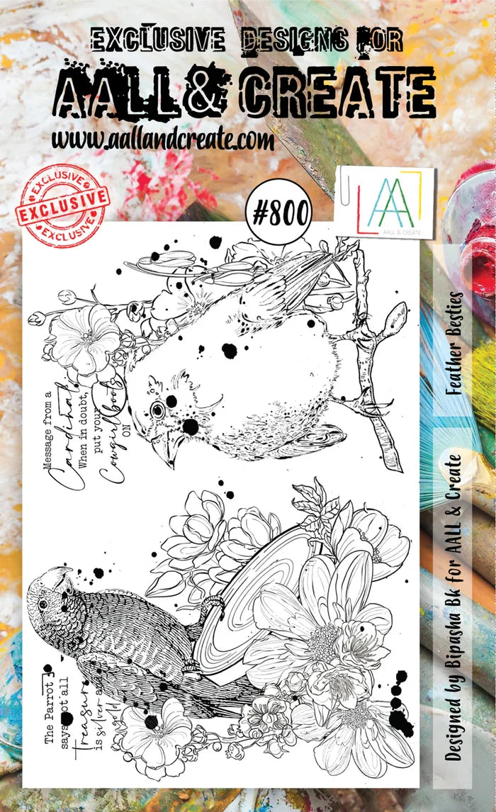 AALL and Create Stamp Set - 800 - Feather Besties. Size: 10cmx15cm | 3.9"x5.9". Available at Embellish Away located in Bowmanville Ontario Canada.