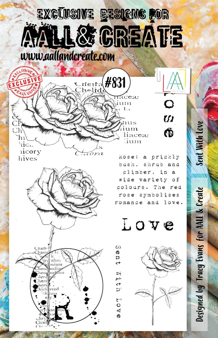 AALL and Create Stamp Set - 831 - Sent With Love. Size: 14.6x20 cm | 5.8"x7.9". Available at Embellish Away located in Bowmanville Ontario Canada.