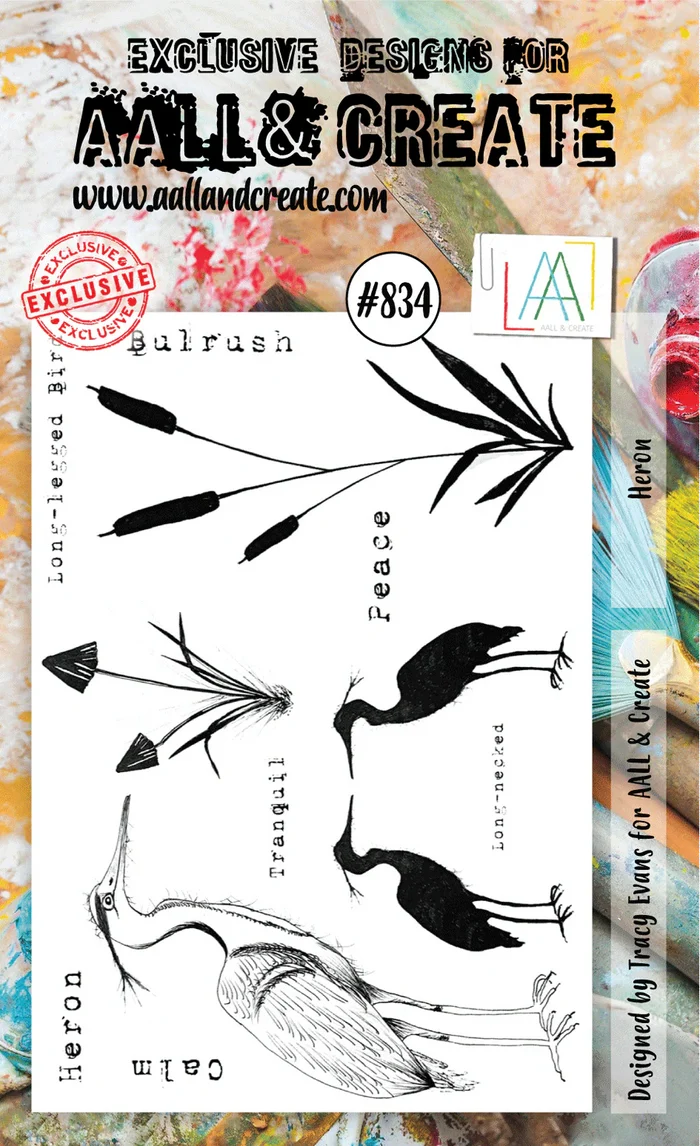 AALL and Create Stamp Set - 834 - Heron. Size: 10cmx15cm | 3.9"x5.9". Available at Embellish Away located in Bowmanville Ontario Canada.