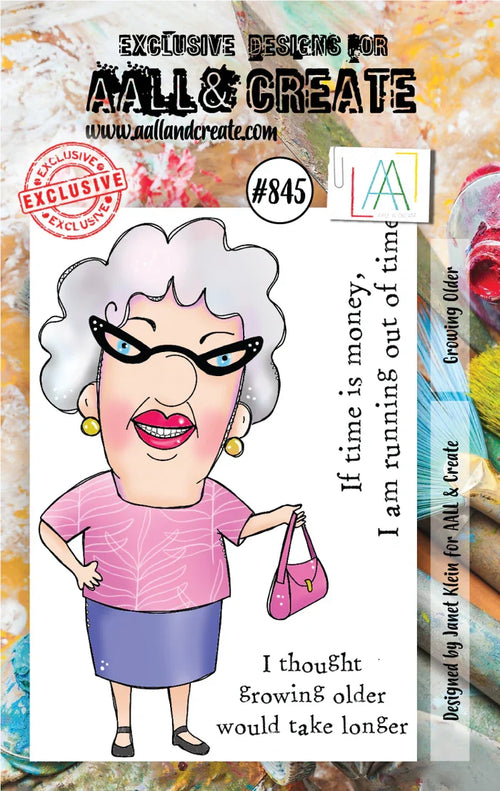 AALL and Create Stamp Set - 845 - Growing Older. Size: 7.3x10.25 cm | 2.9"x4". Available at Embellish Away located in Bowmanville Ontario Canada.