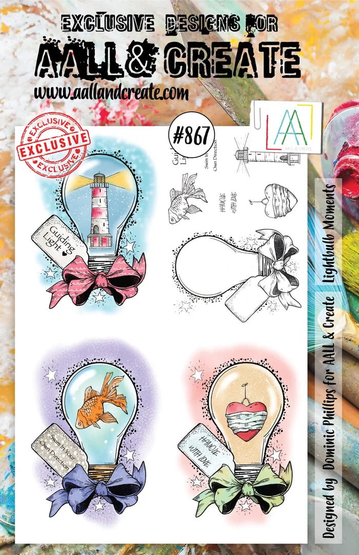 AALL & Create Stamp Set - 867 - Lightbulb Moments. Size: 14.6x20 cm | 5.8"x7.9". Available at Embellish Away located in Bowmanville Ontario Canada.
