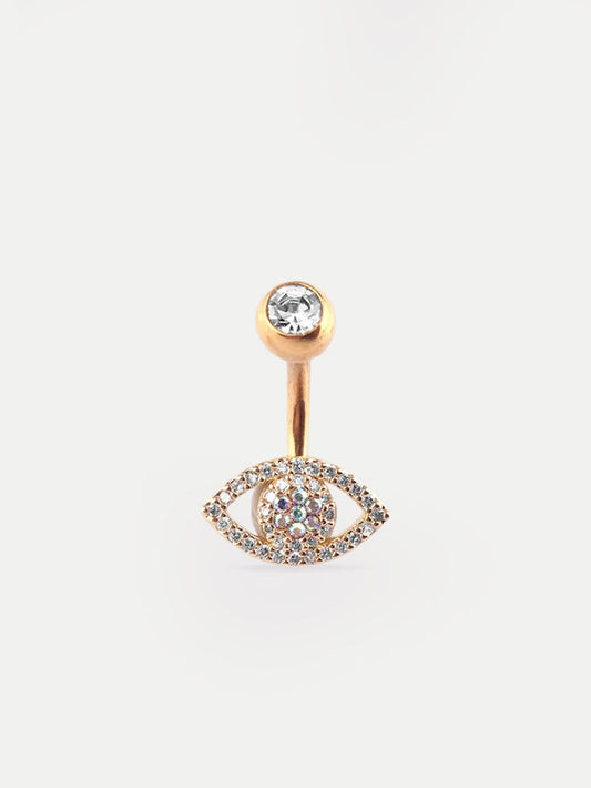 AB Gem Evil Eye Navel Barbell 14G | Gold-Image 1