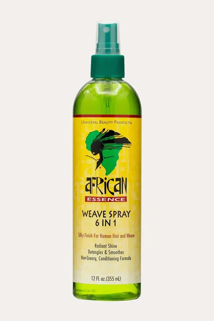 African Essence Weave Spray 6 in 1 detangler spray for tangled hair, 12 fl oz (355 mL) bottle front view
