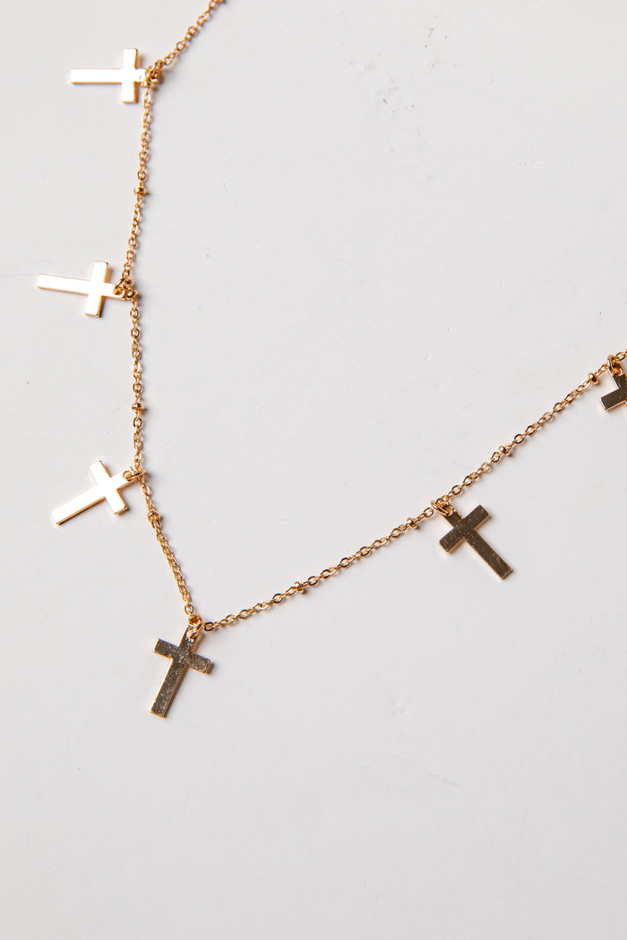 Amy Gold Cross Charm Necklace