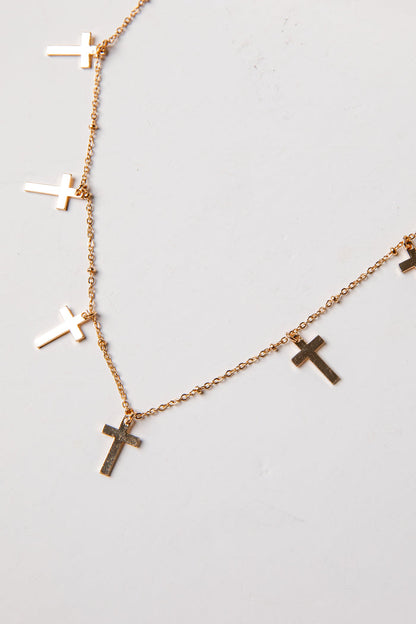 Amy Gold Cross Charm Necklace