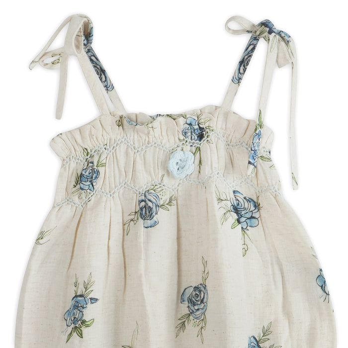 Anais Floral Baby Romper Detail (Linen Blend)