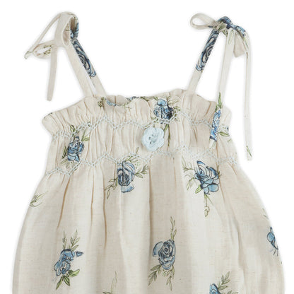 Anais Floral Baby Romper Detail (Linen Blend)