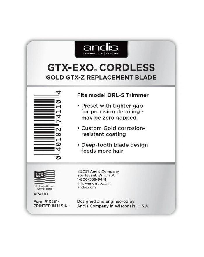 Andis GTX-Exo Cordless Gold GTX-Z Replacement Blade Deep Tooth # 74110 - Palms Fashion Inc.