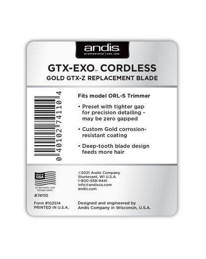 Andis GTX-Exo Cordless Gold GTX-Z Replacement Blade Deep Tooth # 74110 - Palms Fashion Inc.