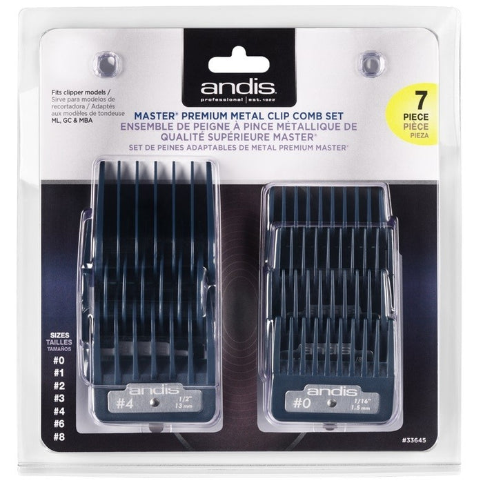 ANDIS MASTER PREMIUM METAL CLIP 7 PCS Guide  # 33645 - Palms Fashion Inc.
