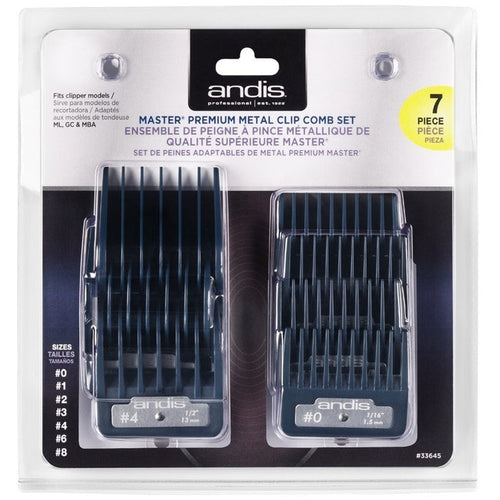 ANDIS MASTER PREMIUM METAL CLIP 7 PCS Guide  # 33645 - Palms Fashion Inc.