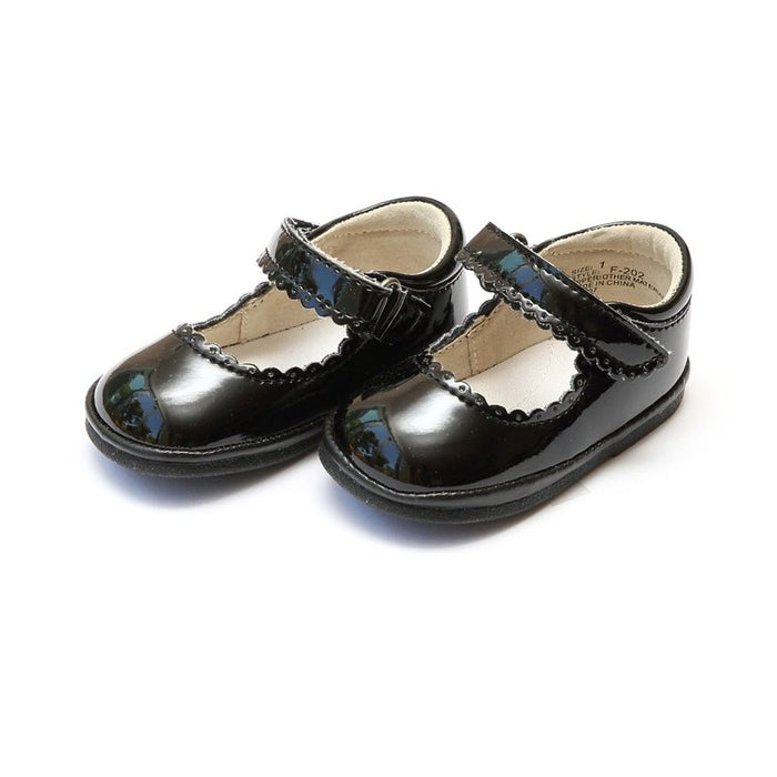 Angel Cara Scalloped Mary Jane-Black Patent