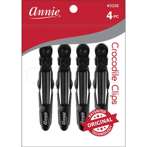 Annie Crocodile Hair Clips 4.5 Inch, 4 Count, Black