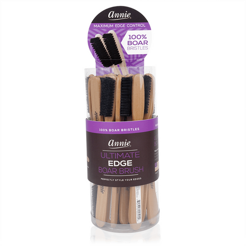Annie Ultimate Edge Brush 100% Boar Bristle Jar, 24 Count, Light Brown