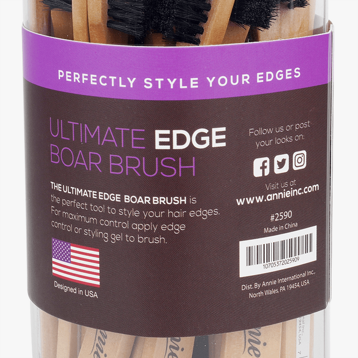 Annie Ultimate Edge Brush 100% Boar Bristle Jar, 24 Count, Light Brown