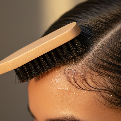 Annie Ultimate Edge & Updo Brush 100% Boar Bristle, 1 Count, Light Brown