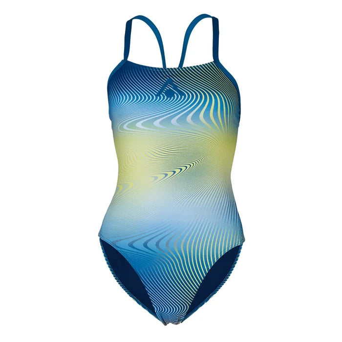 AquaSphere women's Essential tie-back swimsuit in vibrant blue, featuring a sleek design and adjustable straps for a perfect fit.