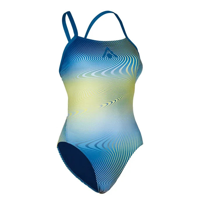 AquaSphere women's Essential tie-back swimsuit in navy, featuring a sleek design and adjustable straps, perfect for swimming.