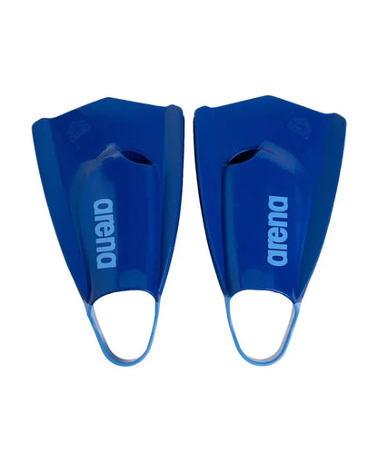 Blue Arena Powerfin Pro II training fins for swimming, showcasing adjustable strap and streamlined design for optimal performance