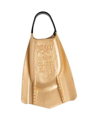 Arena Powerfin Pro II training fins in gold, designed for swim training and aquatic workouts.