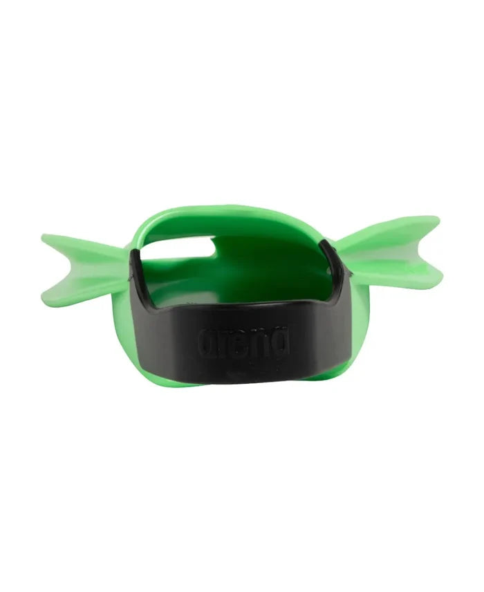 Green Arena Powerfin Pro II training fins for swimming, featuring a durable design and ergonomic foot pocket.