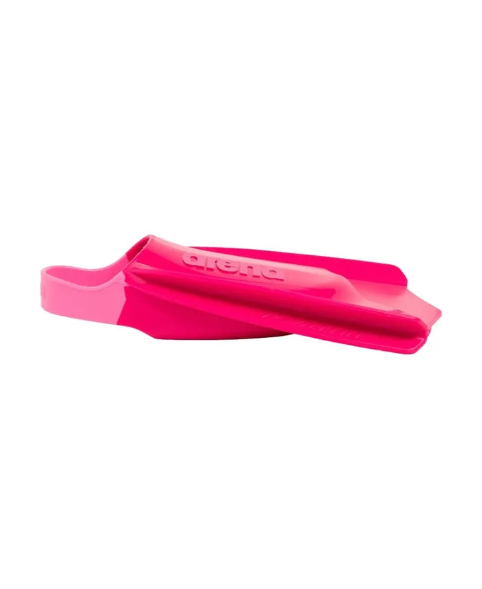Pink Arena Powerfin Pro II training fins for swimming, shown in size 4-5, with a sleek design for aquatic training.