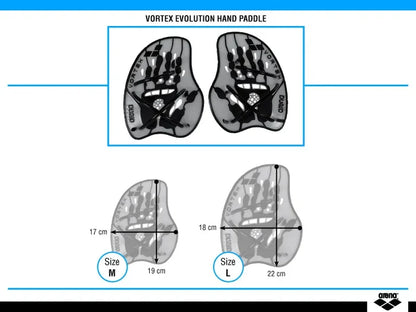 Arena Vortex Evolution hand paddle for swimming training with adjustable straps and ergonomic design