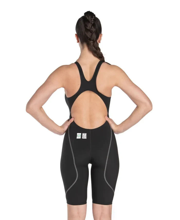 Black Arena Women's Powerskin ST Next Kneesuit for women, sleek swimwear designed for competitive swimming performance.